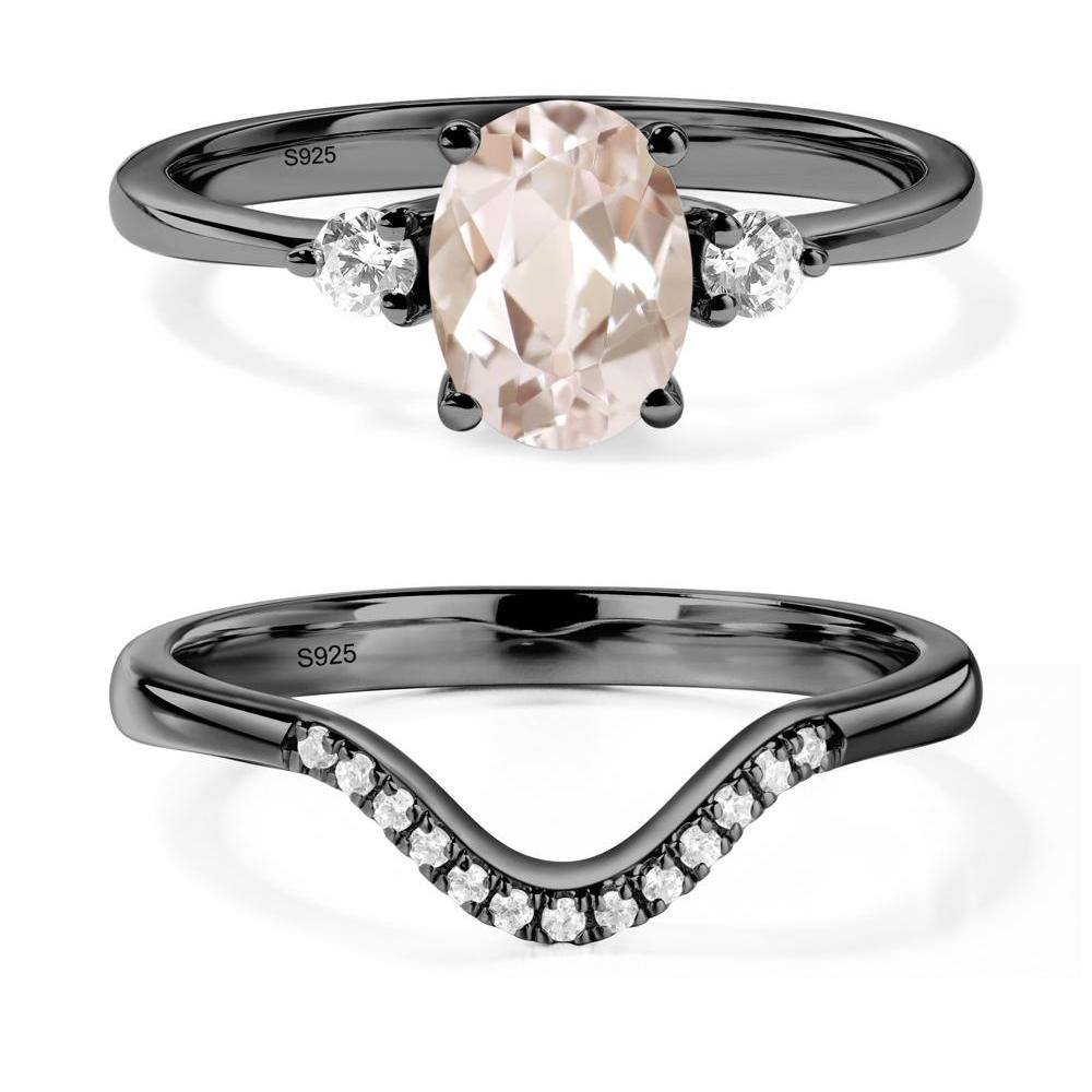 Trilogy Oval Morganite Ring - LUO Jewelry #metal_black finish sterling silver