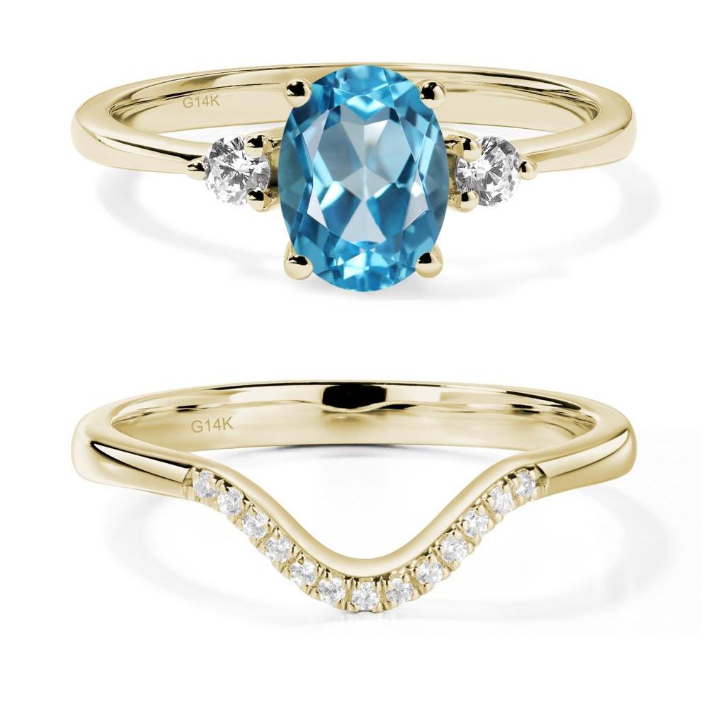 Trilogy Oval Swiss Blue Topaz Ring - LUO Jewelry #metal_14k yellow gold