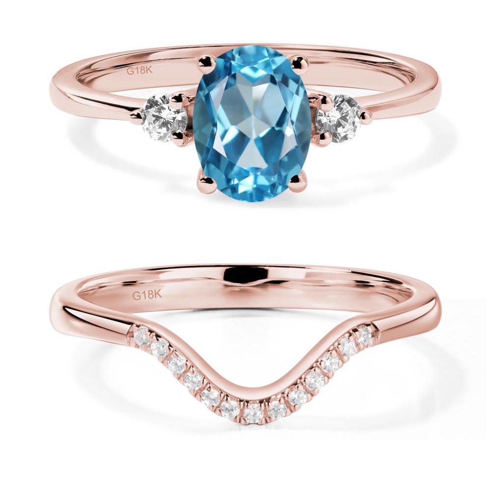 Trilogy Oval Swiss Blue Topaz Ring - LUO Jewelry #metal_18k rose gold