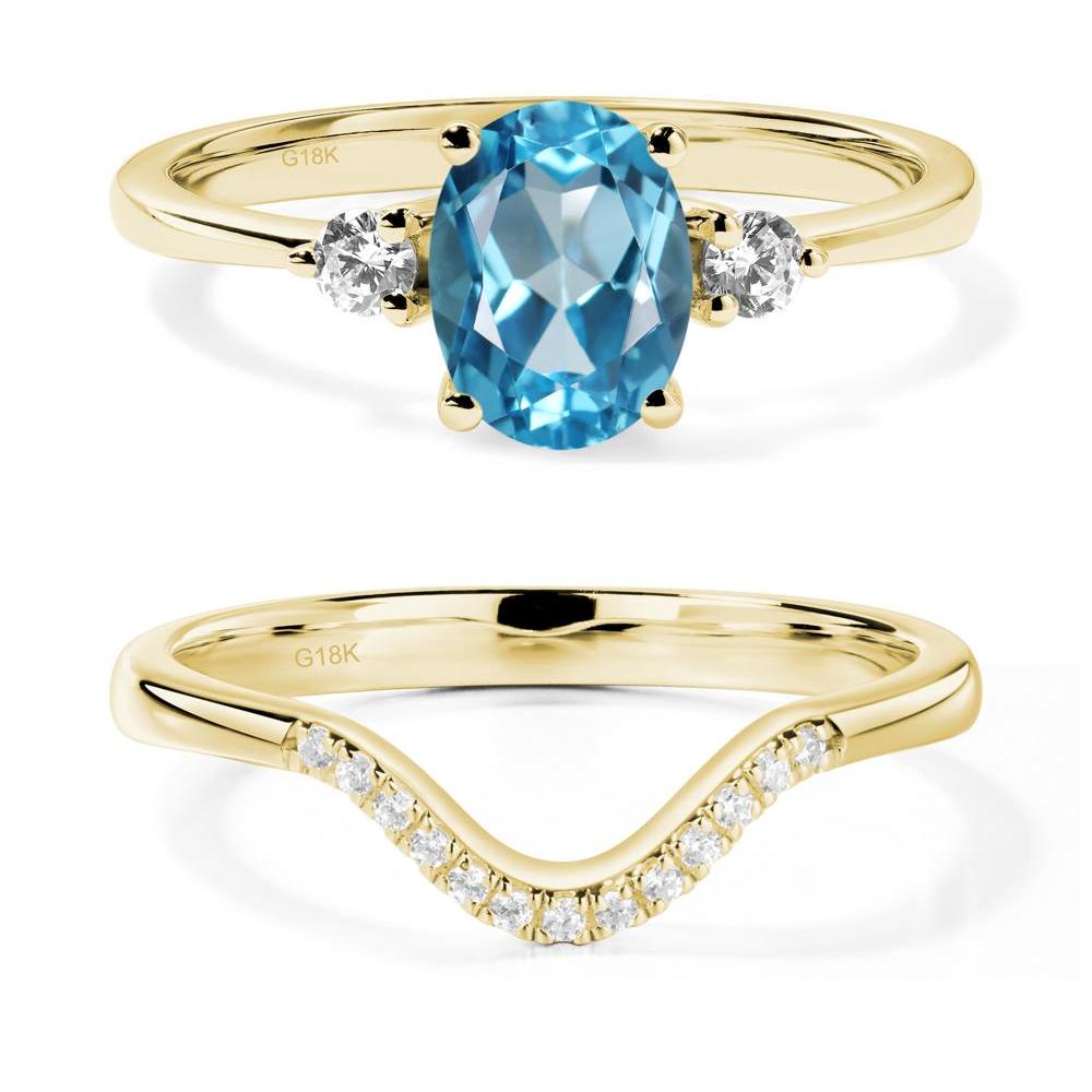 Trilogy Oval Swiss Blue Topaz Ring - LUO Jewelry #metal_18k yellow gold