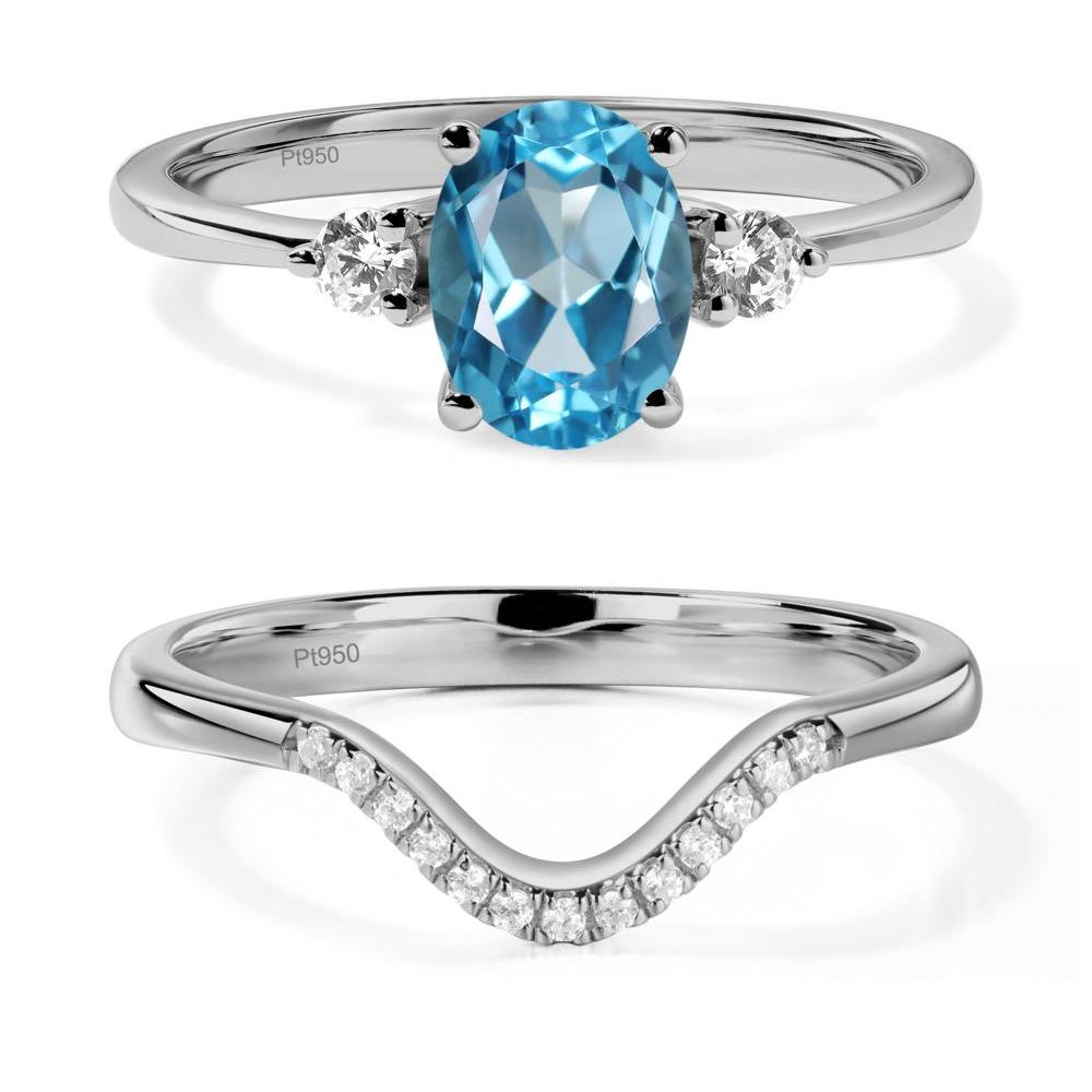 Trilogy Oval Swiss Blue Topaz Ring - LUO Jewelry #metal_platinum