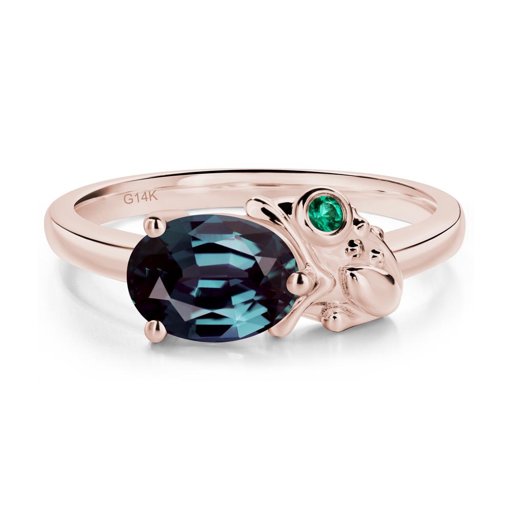 Nature Inspired Toad Alexandrite and Emerald Ring - LUO Jewelry #metal_14k rose gold