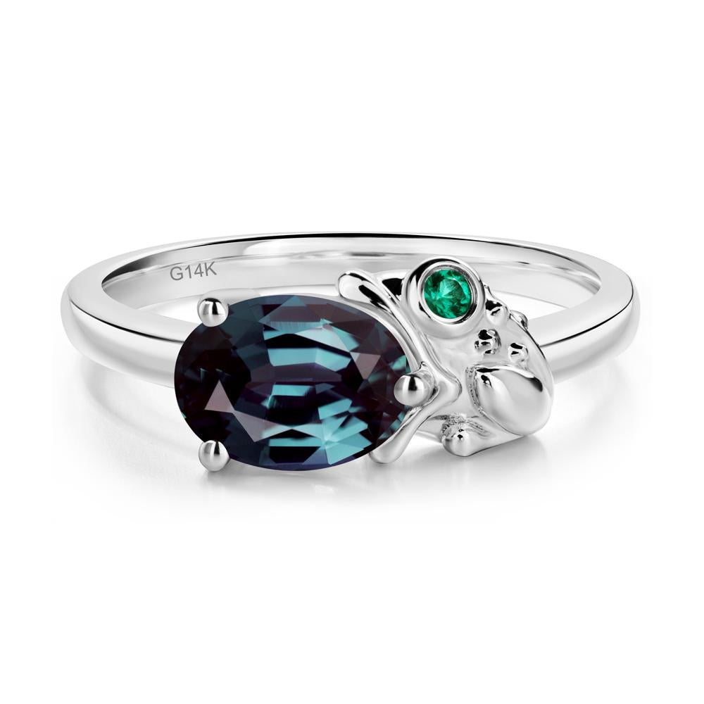 Nature Inspired Toad Alexandrite and Emerald Ring - LUO Jewelry #metal_14k white gold