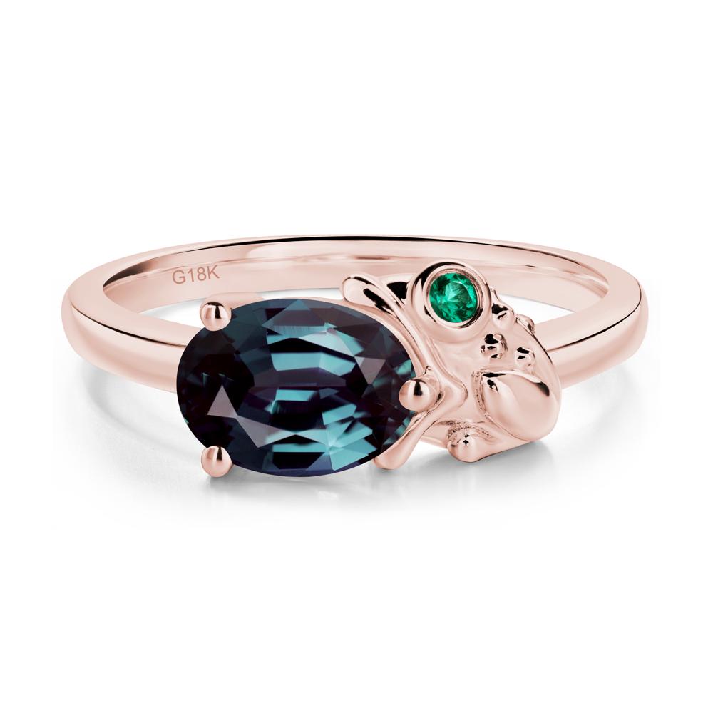 Nature Inspired Toad Alexandrite and Emerald Ring - LUO Jewelry #metal_18k rose gold