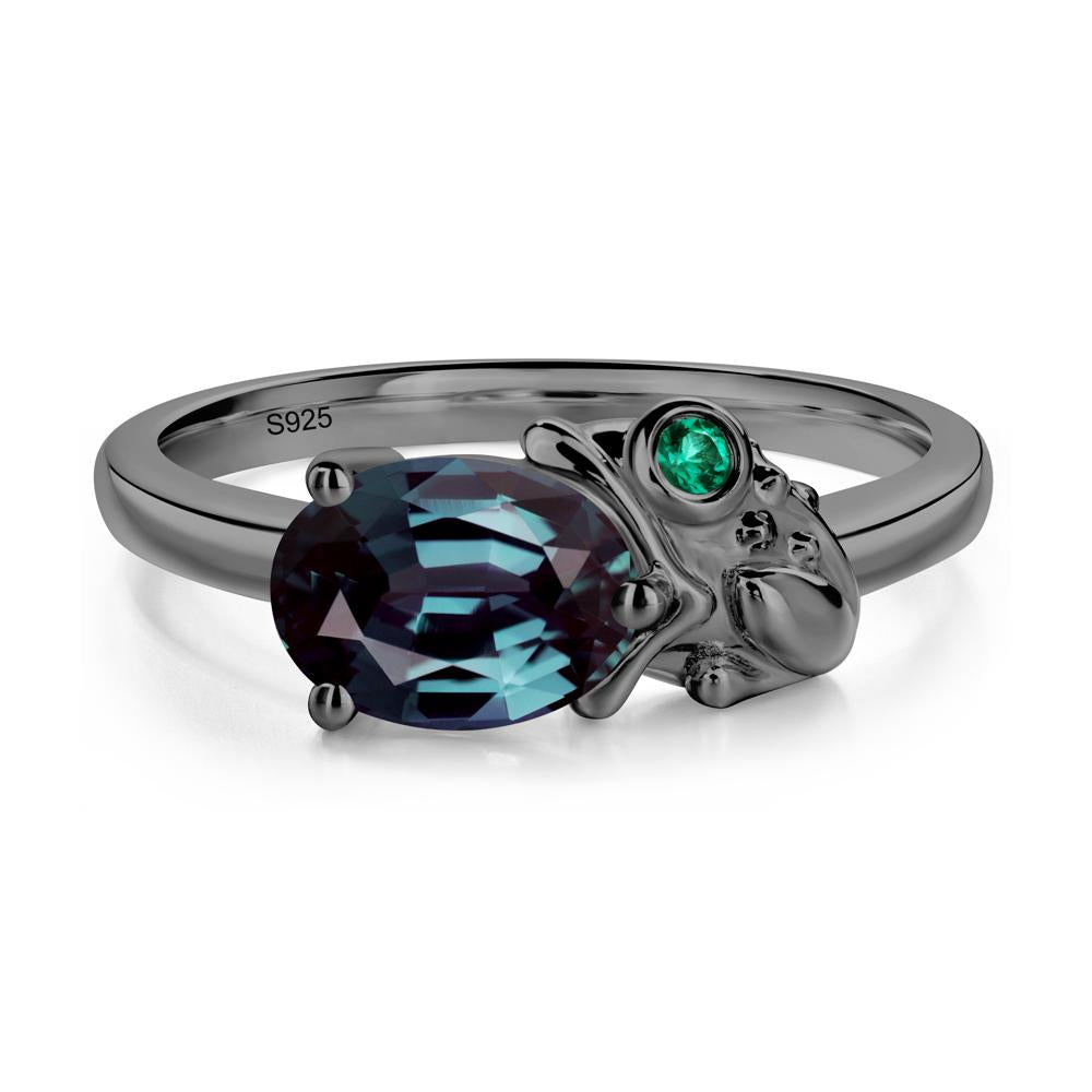 Nature Inspired Toad Alexandrite and Emerald Ring - LUO Jewelry #metal_black finish sterling silver