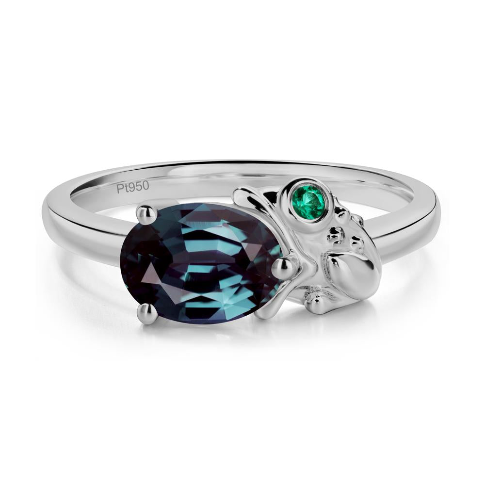 Nature Inspired Toad Alexandrite and Emerald Ring - LUO Jewelry #metal_platinum