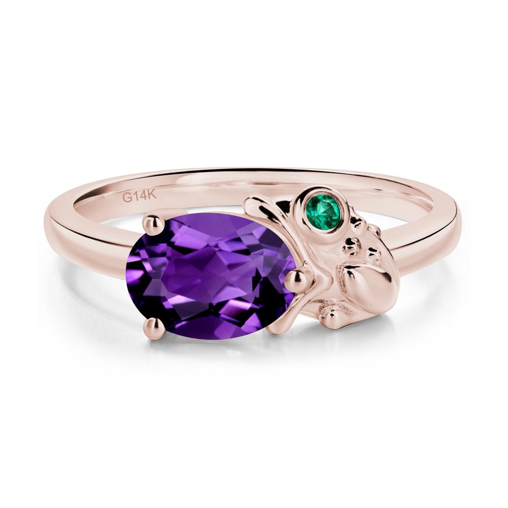 Nature Inspired Toad Amethyst and Emerald Ring - LUO Jewelry #metal_14k rose gold