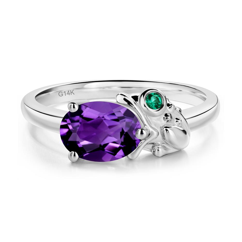 Nature Inspired Toad Amethyst and Emerald Ring - LUO Jewelry #metal_14k white gold