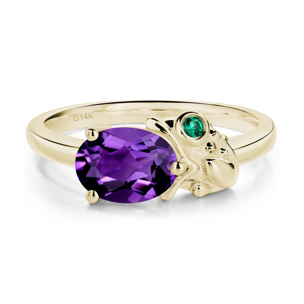 Nature Inspired Toad Amethyst and Emerald Ring - LUO Jewelry #metal_14k yellow gold