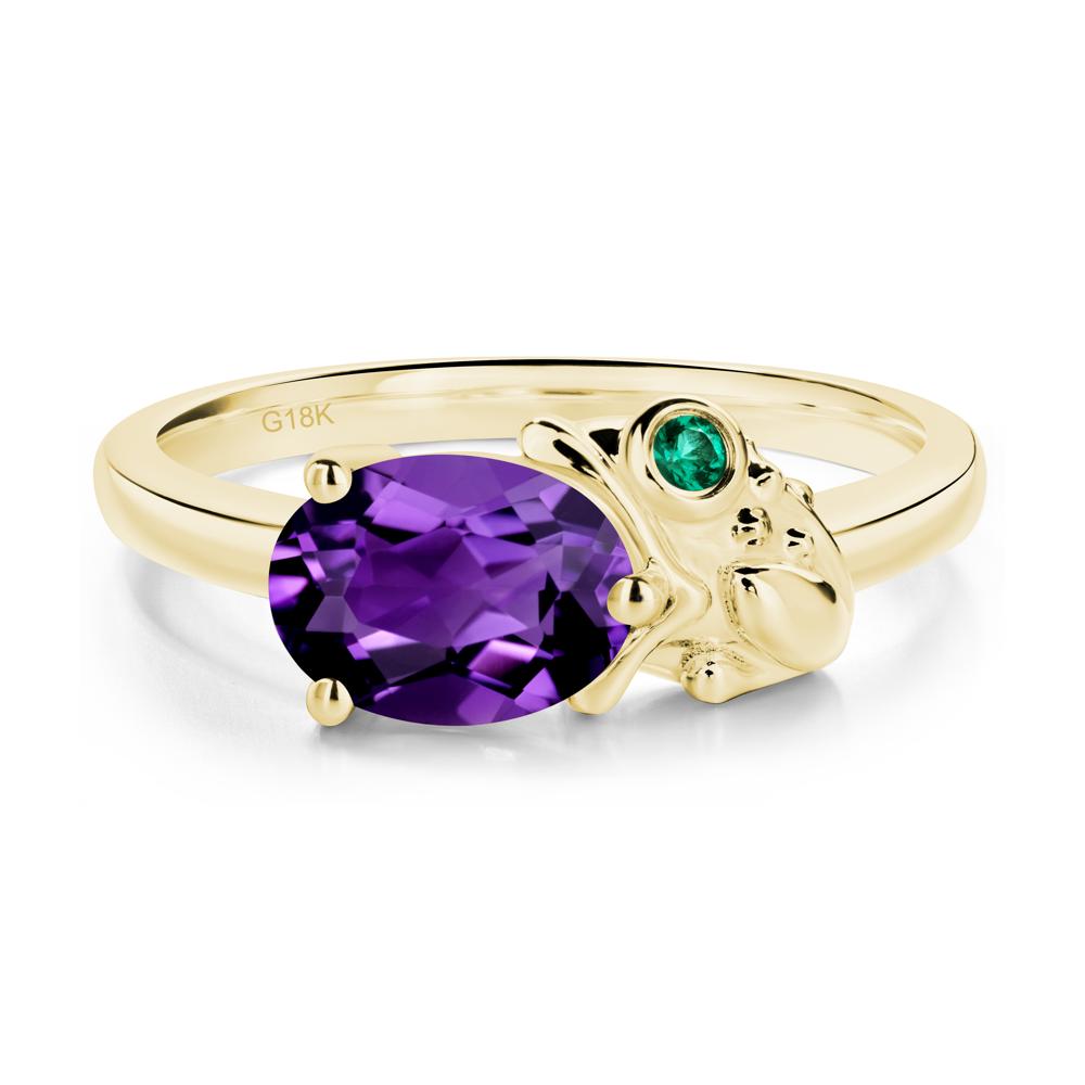 Nature Inspired Toad Amethyst and Emerald Ring - LUO Jewelry #metal_18k yellow gold