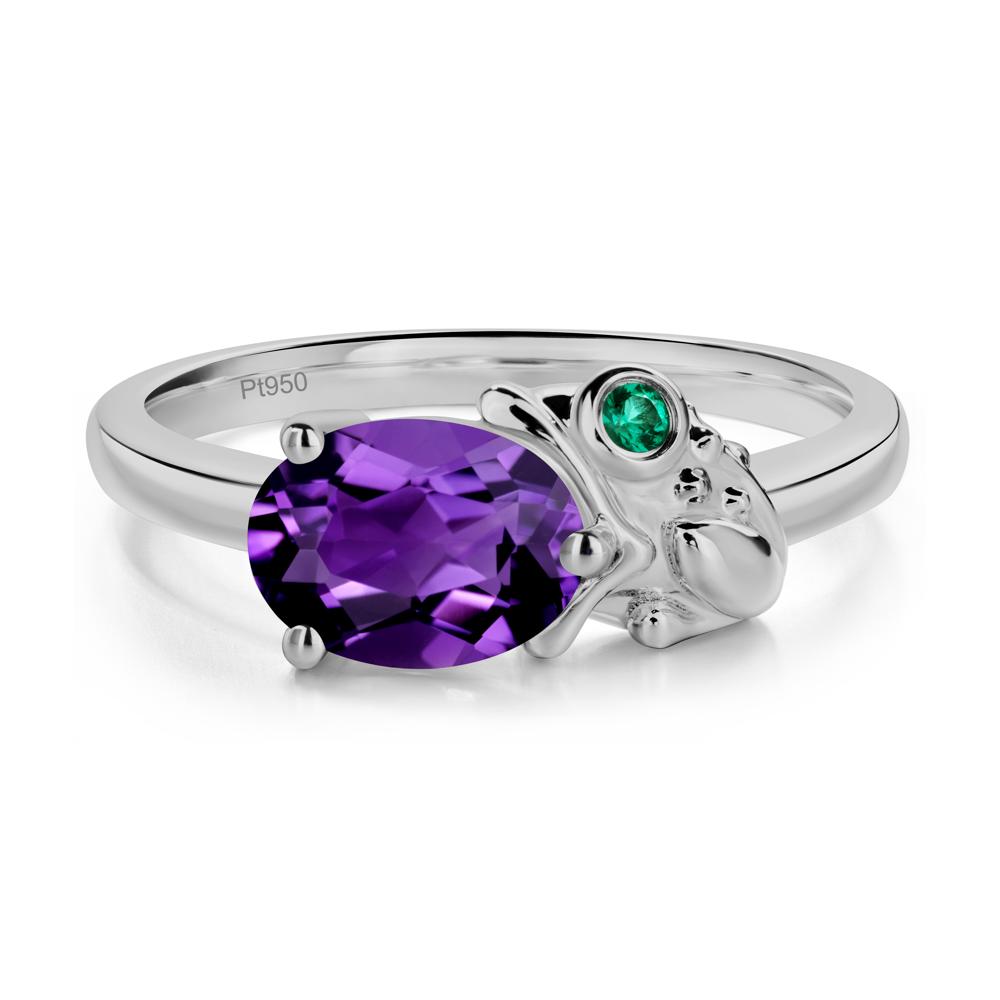 Nature Inspired Toad Amethyst and Emerald Ring - LUO Jewelry #metal_platinum