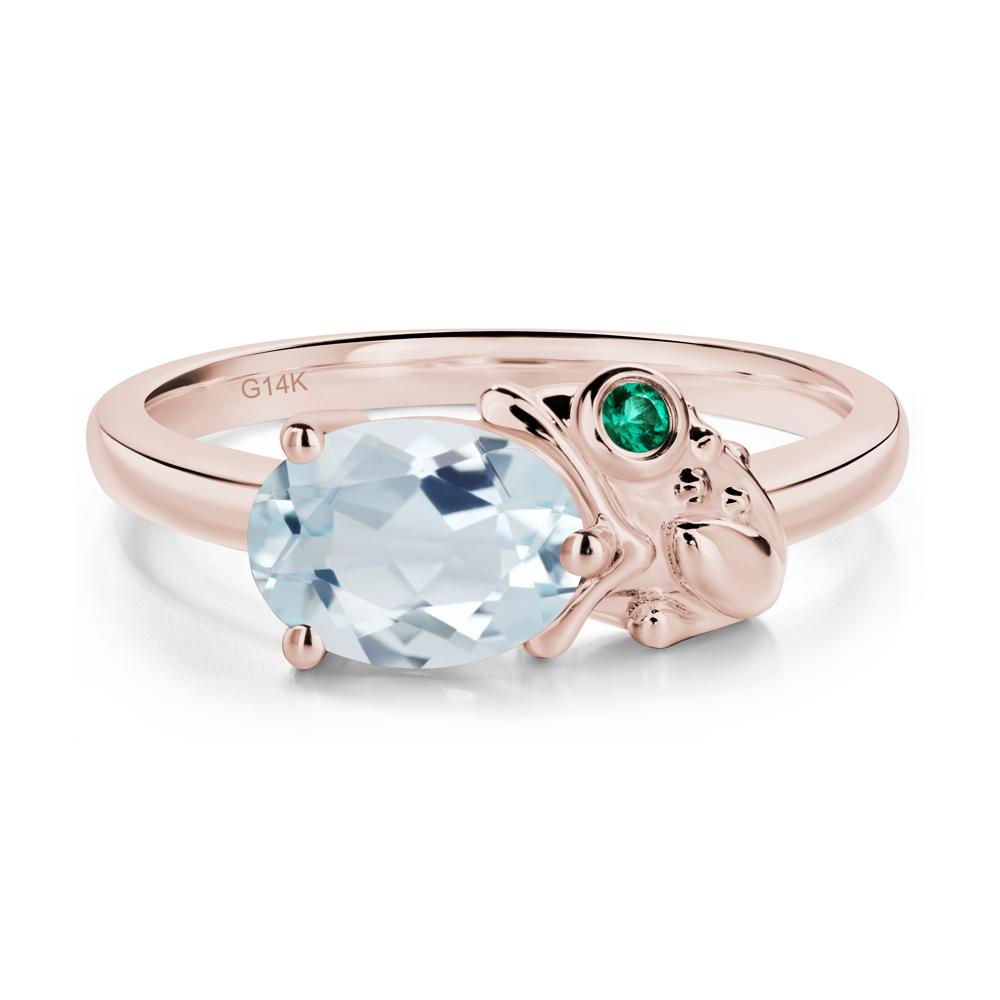 Nature Inspired Toad Aquamarine and Emerald Ring - LUO Jewelry #metal_14k rose gold