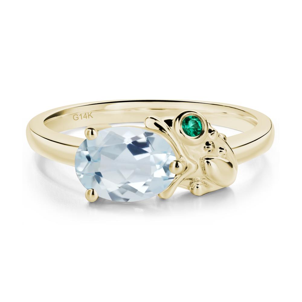 Nature Inspired Toad Aquamarine and Emerald Ring - LUO Jewelry #metal_14k yellow gold