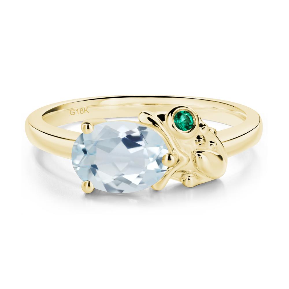 Nature Inspired Toad Aquamarine and Emerald Ring - LUO Jewelry #metal_18k yellow gold