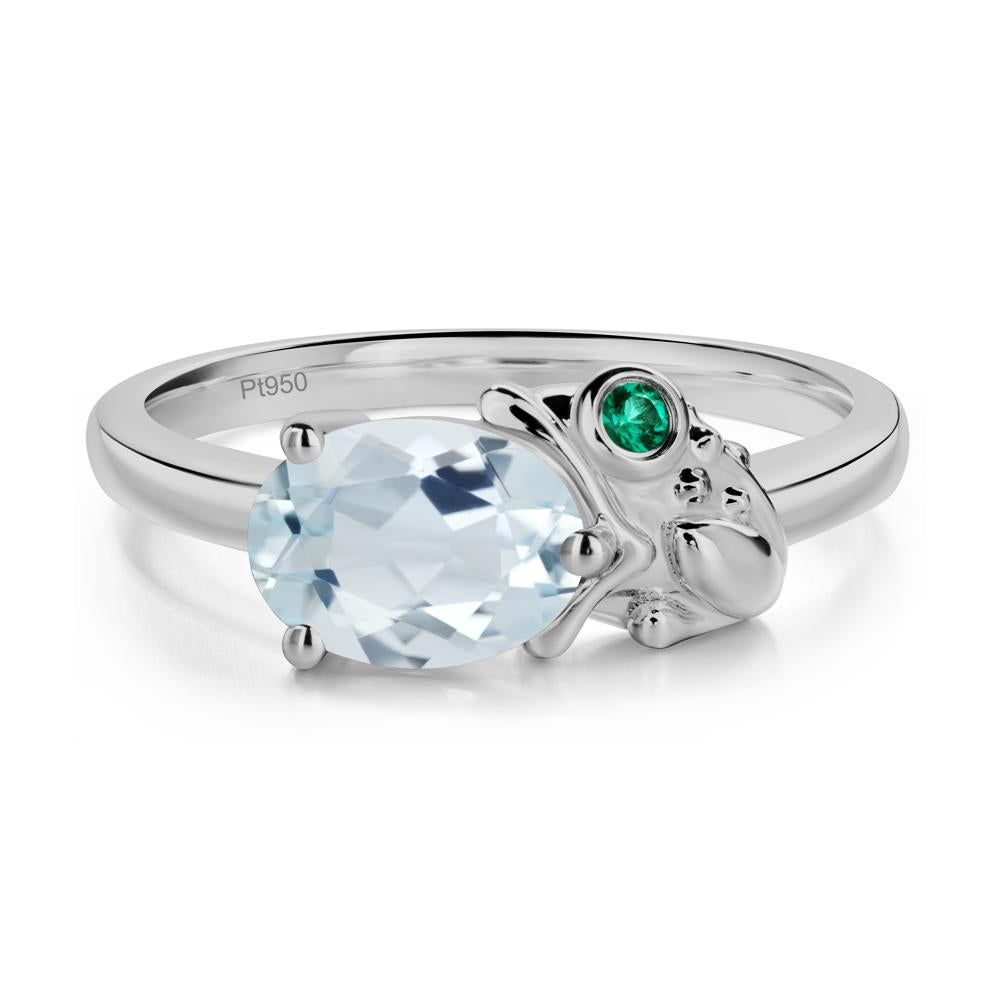 Nature Inspired Toad Aquamarine and Emerald Ring - LUO Jewelry #metal_platinum