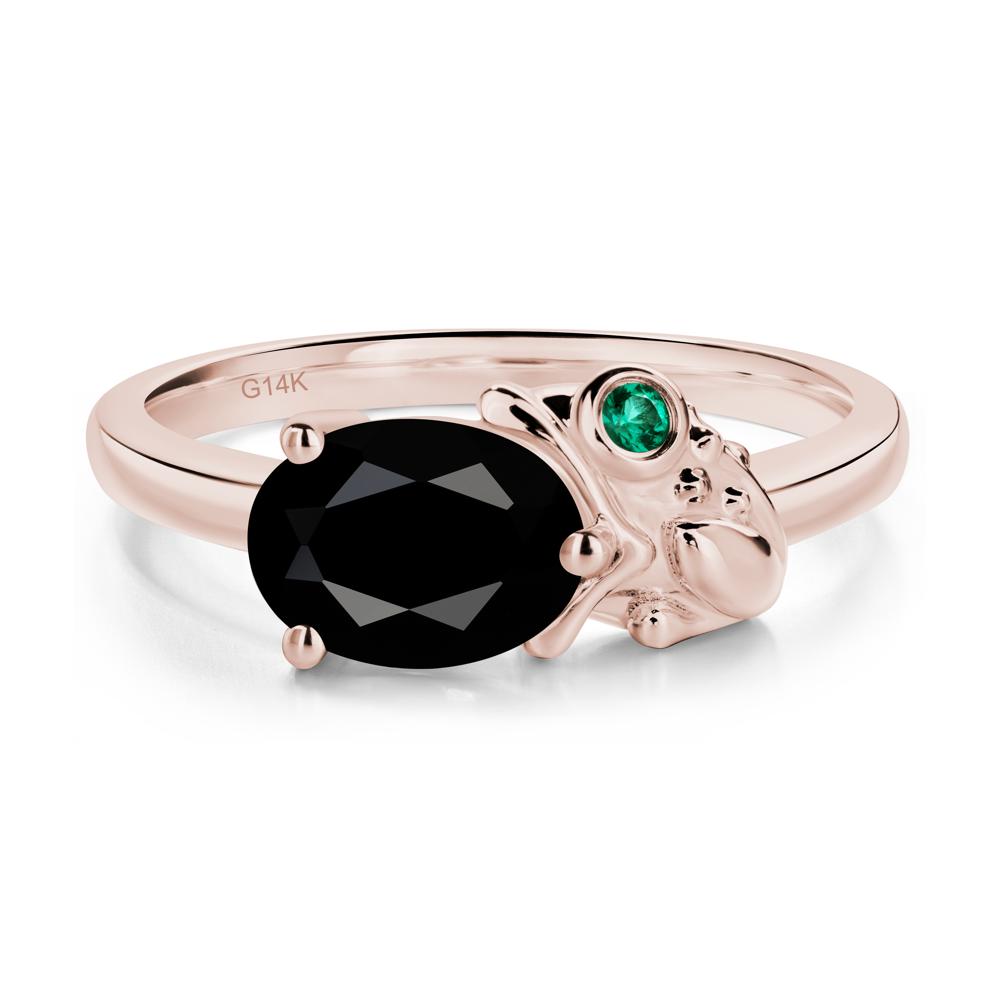 Nature Inspired Toad Black Spinel and Emerald Ring - LUO Jewelry #metal_14k rose gold