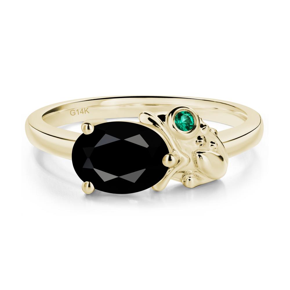 Nature Inspired Toad Black Spinel and Emerald Ring - LUO Jewelry #metal_14k yellow gold