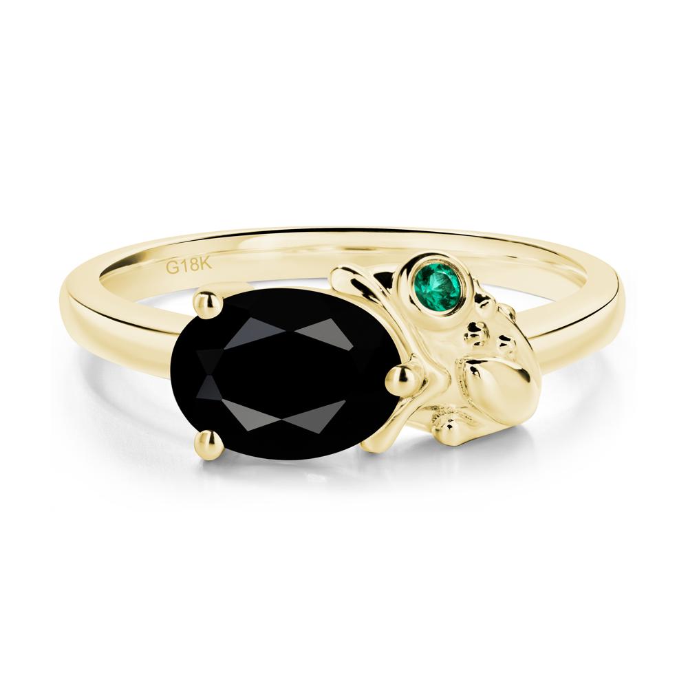 Nature Inspired Toad Black Spinel and Emerald Ring - LUO Jewelry #metal_18k yellow gold