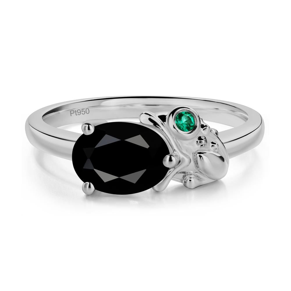 Nature Inspired Toad Black Spinel and Emerald Ring - LUO Jewelry #metal_platinum