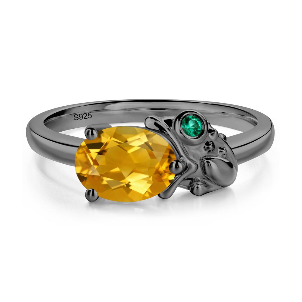 Nature Inspired Toad Citrine Ring - LUO Jewelry #metal_black finish sterling silver