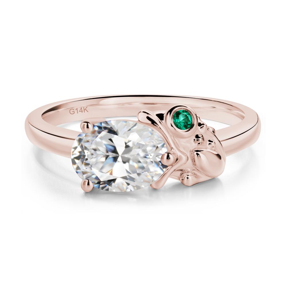 Nature Inspired Toad Cubic Zirconia and Emerald Ring - LUO Jewelry #metal_14k rose gold