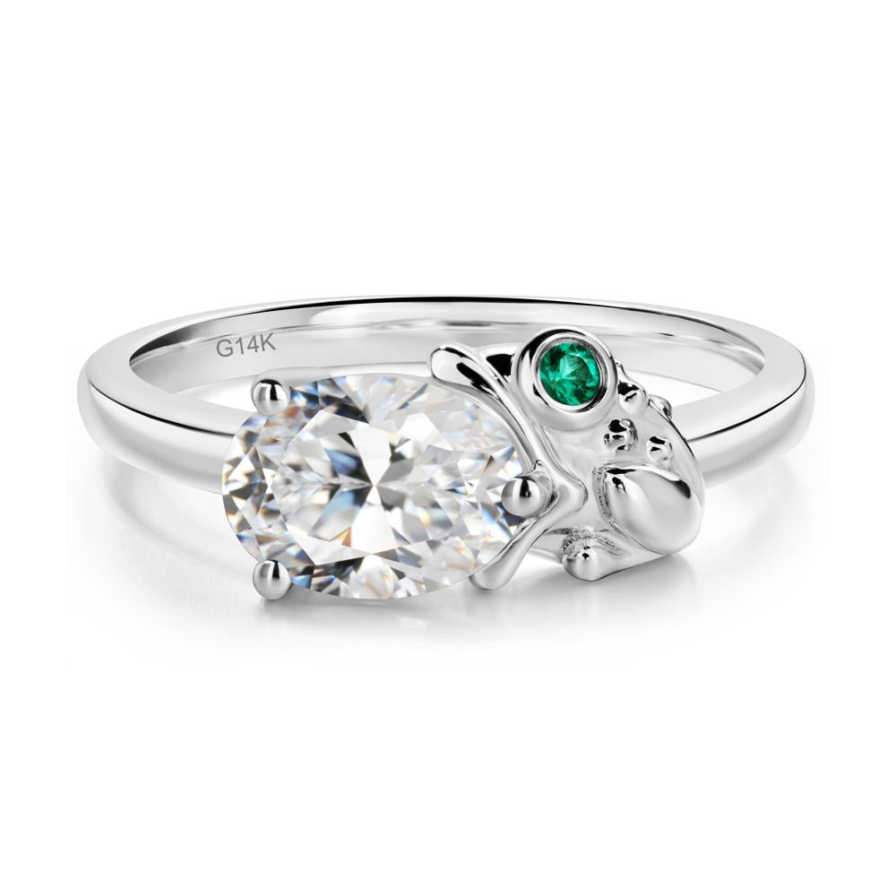 Nature Inspired Toad Cubic Zirconia and Emerald Ring - LUO Jewelry #metal_14k white gold