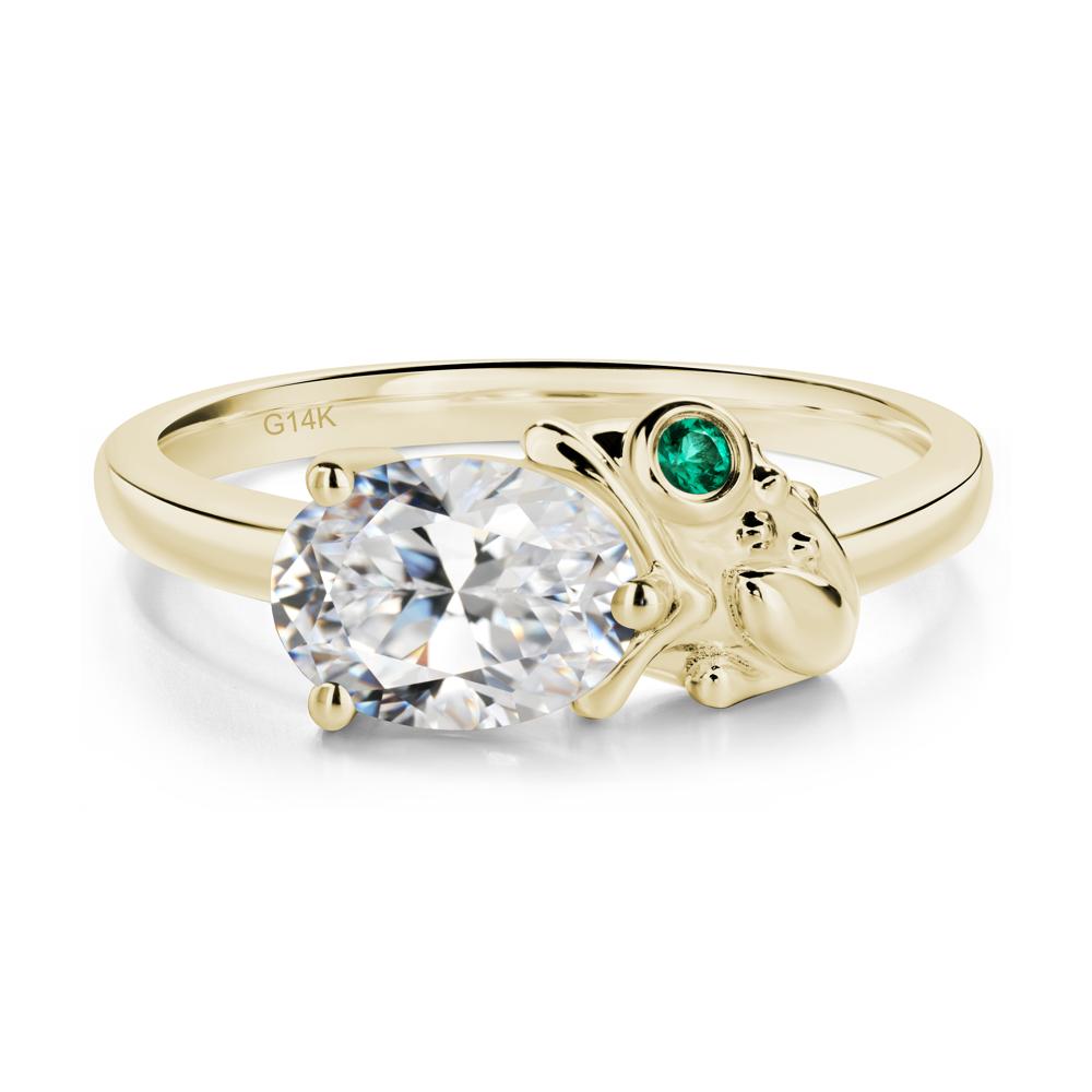 Nature Inspired Toad Cubic Zirconia and Emerald Ring - LUO Jewelry #metal_14k yellow gold