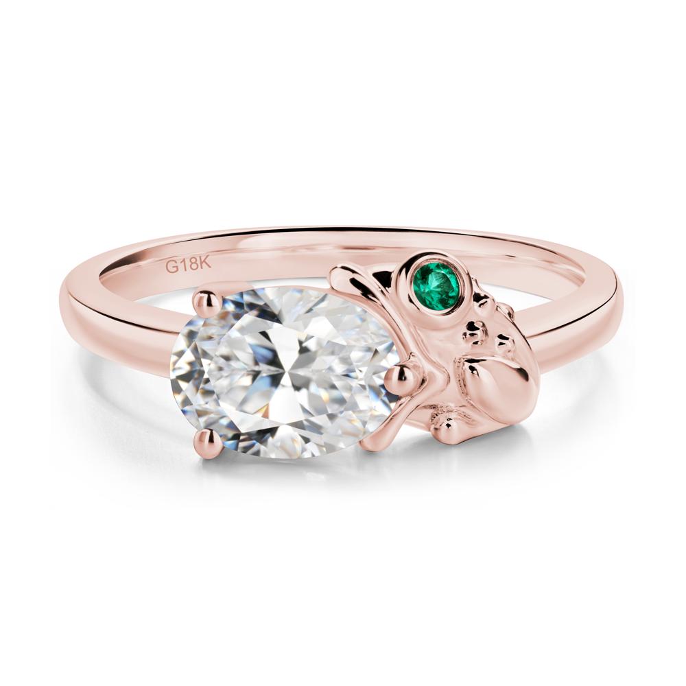 Nature Inspired Toad Cubic Zirconia and Emerald Ring - LUO Jewelry #metal_18k rose gold