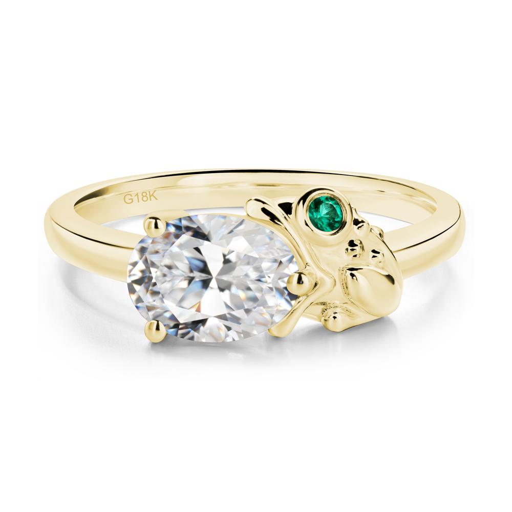 Nature Inspired Toad Cubic Zirconia and Emerald Ring - LUO Jewelry #metal_18k yellow gold