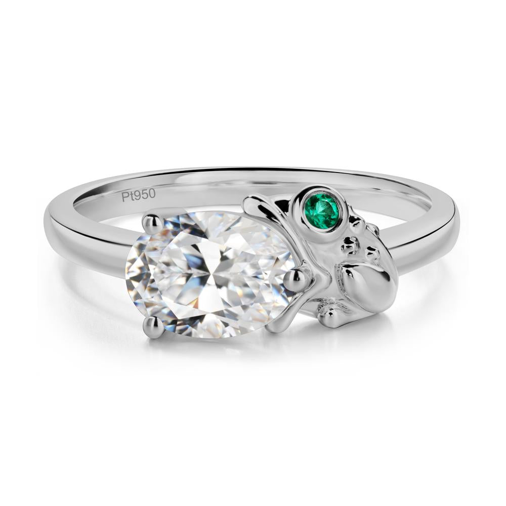 Nature Inspired Toad Cubic Zirconia and Emerald Ring - LUO Jewelry #metal_platinum