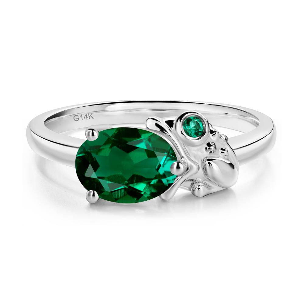 Nature Inspired Toad Emerald and Emerald Ring - LUO Jewelry #metal_14k white gold