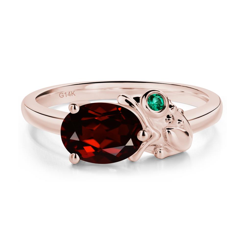 Nature Inspired Toad Garnet and Emerald Ring - LUO Jewelry #metal_14k rose gold