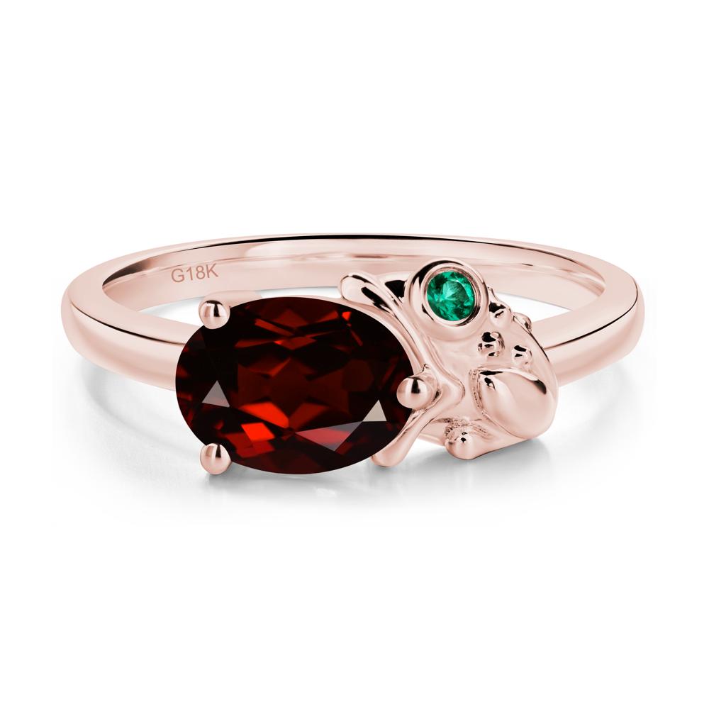 Nature Inspired Toad Garnet and Emerald Ring - LUO Jewelry #metal_18k rose gold