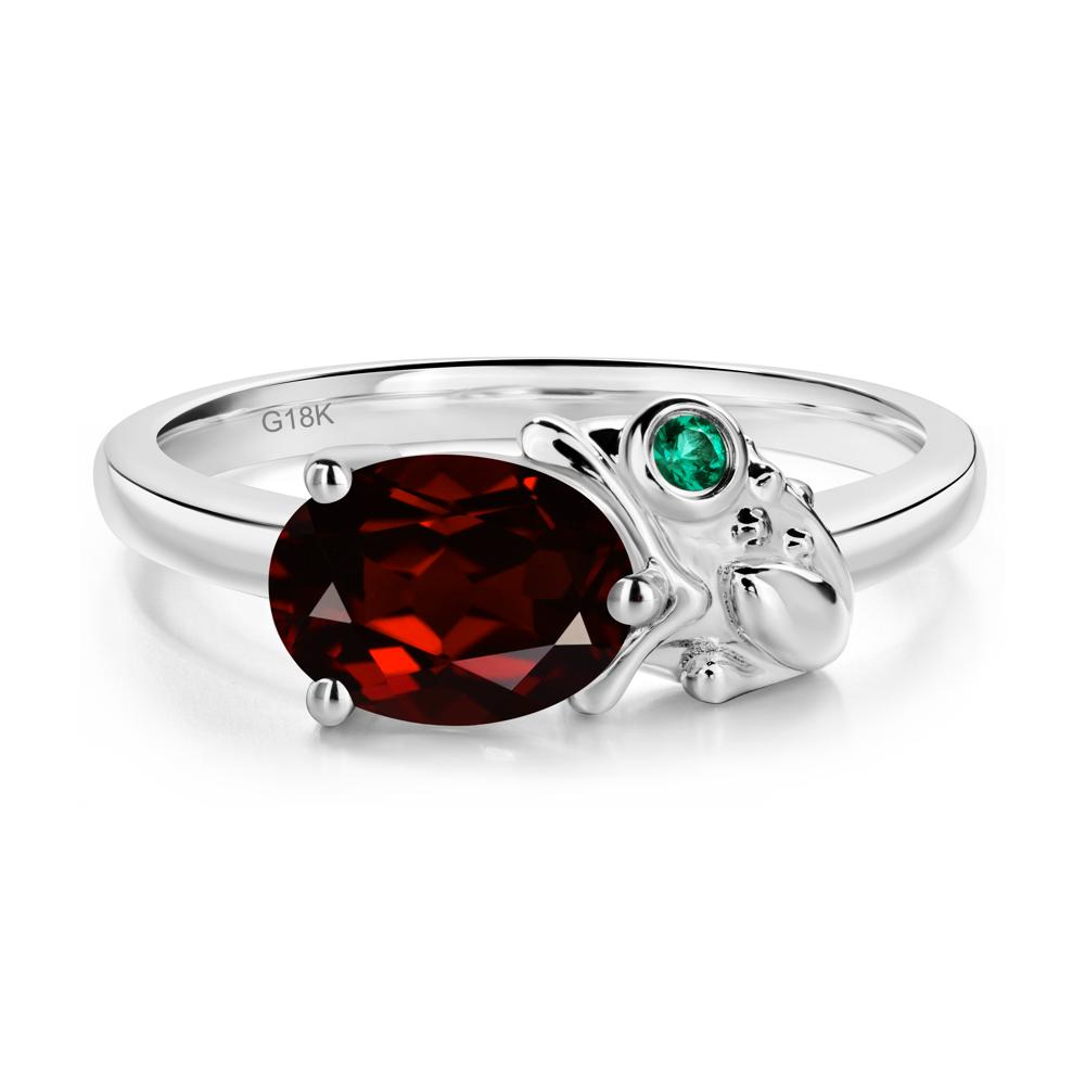 Nature Inspired Toad Garnet and Emerald Ring - LUO Jewelry #metal_18k white gold