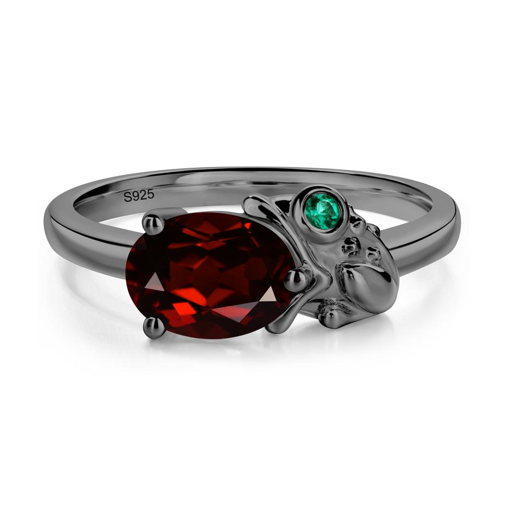 Nature Inspired Toad Garnet and Emerald Ring - LUO Jewelry #metal_black finish sterling silver