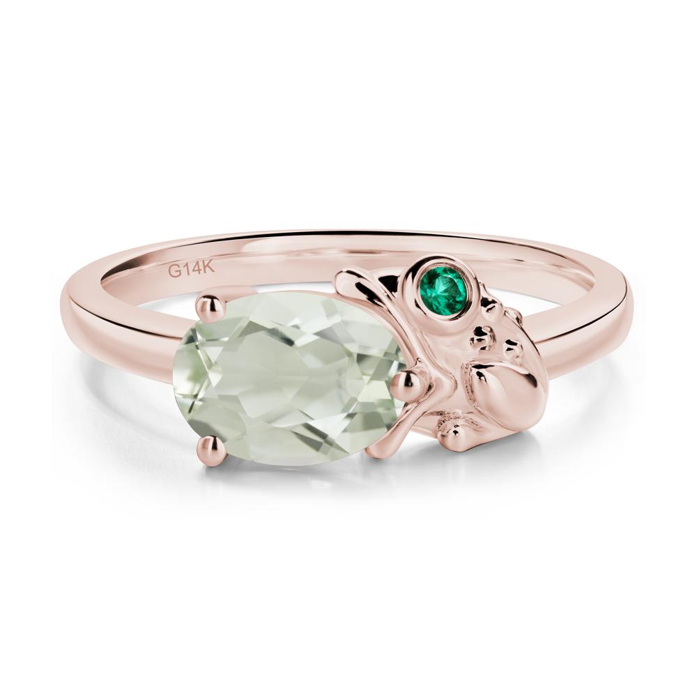 Nature Inspired Toad Green Amethyst and Emerald Ring - LUO Jewelry #metal_14k rose gold