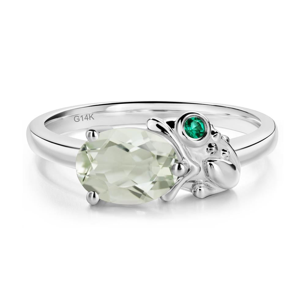 Nature Inspired Toad Green Amethyst and Emerald Ring - LUO Jewelry #metal_14k white gold