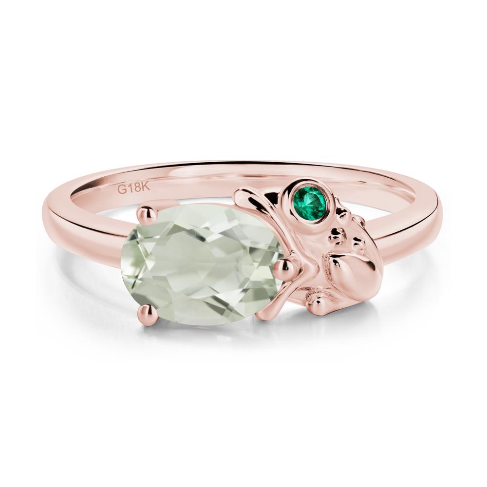 Nature Inspired Toad Green Amethyst and Emerald Ring - LUO Jewelry #metal_18k rose gold