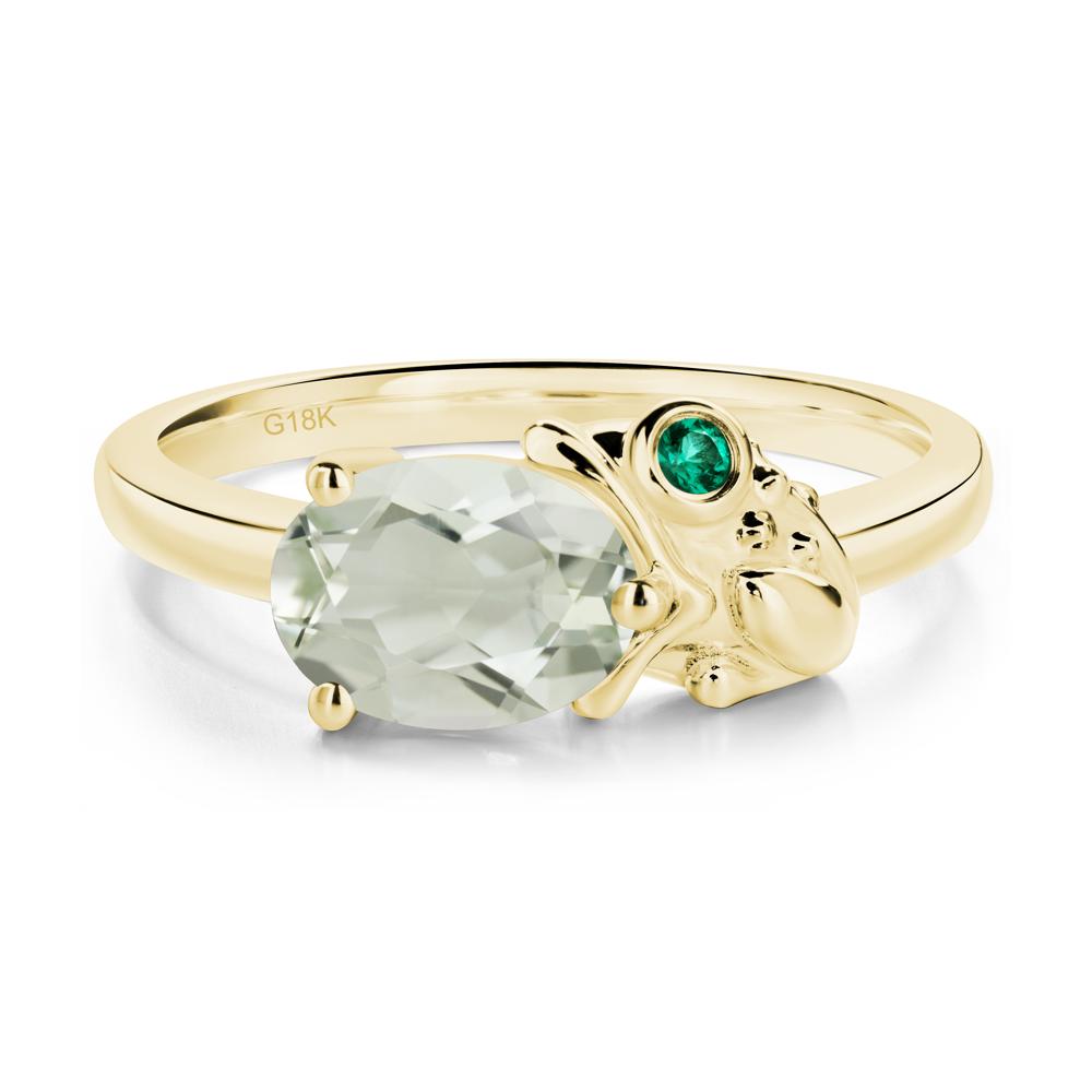 Nature Inspired Toad Green Amethyst and Emerald Ring - LUO Jewelry #metal_18k yellow gold