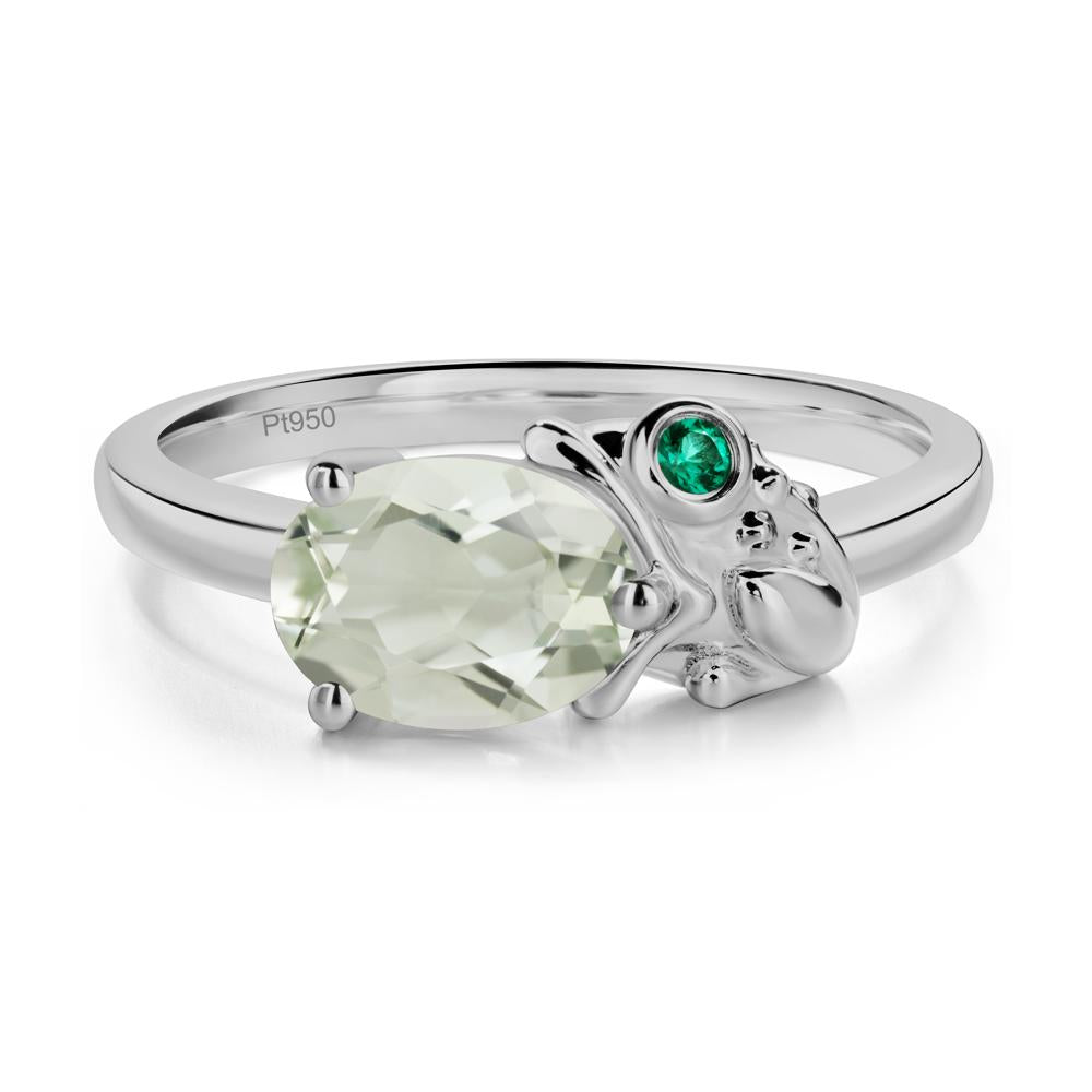 Nature Inspired Toad Green Amethyst and Emerald Ring - LUO Jewelry #metal_platinum