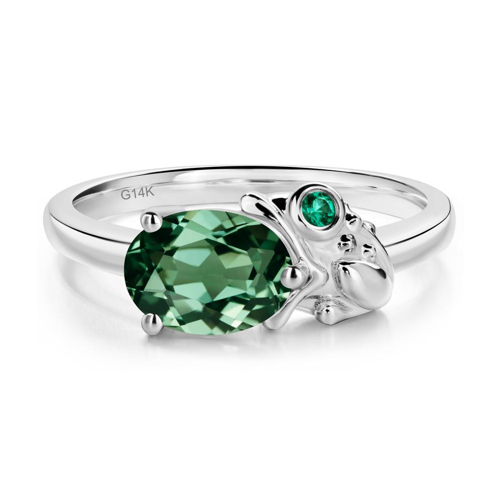 Nature Inspired Toad Green Sapphire and Emerald Ring - LUO Jewelry #metal_14k white gold