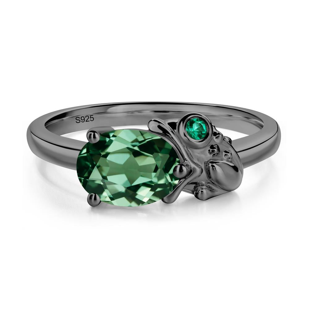 Nature Inspired Toad Green Sapphire and Emerald Ring - LUO Jewelry #metal_black finish sterling silver