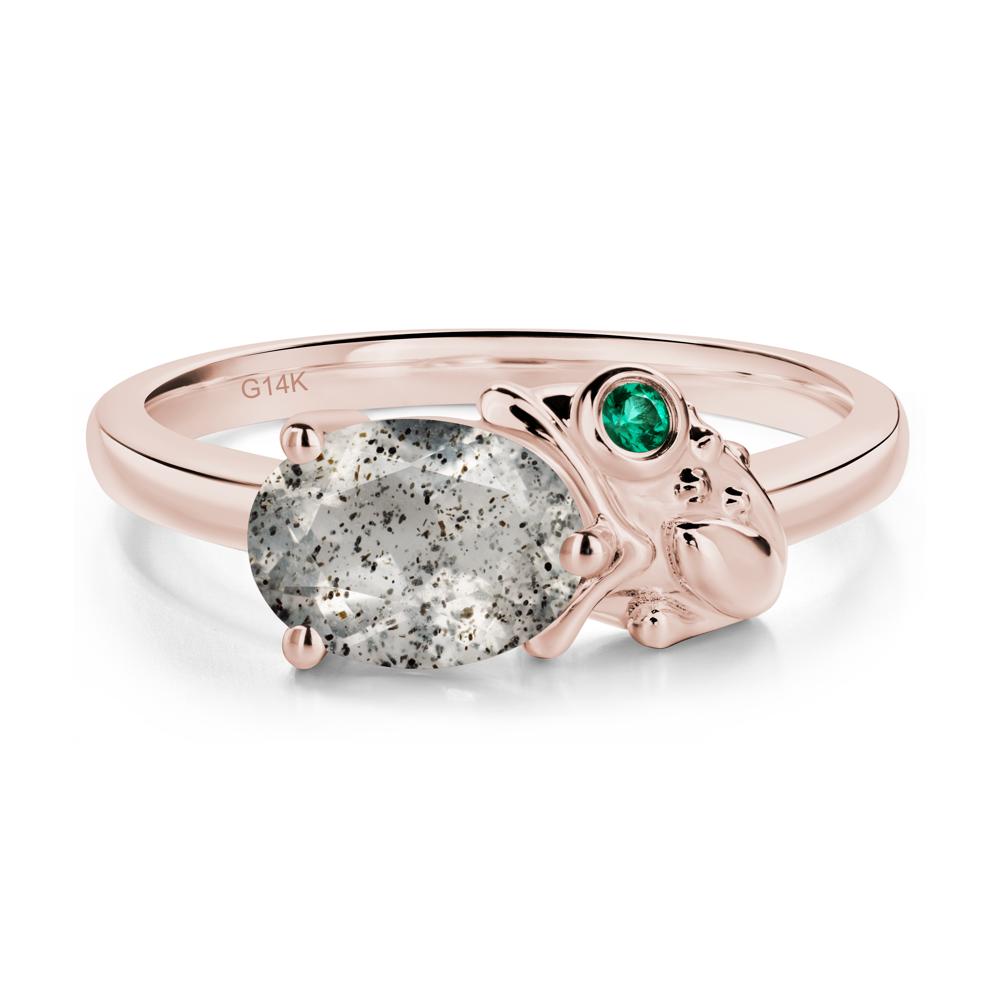 Nature Inspired Toad Herkimer Diamond and Emerald Ring - LUO Jewelry #metal_14k rose gold