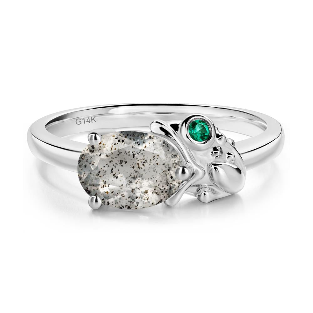 Nature Inspired Toad Herkimer Diamond and Emerald Ring - LUO Jewelry #metal_14k white gold