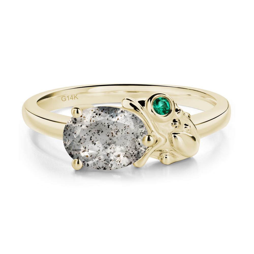 Nature Inspired Toad Herkimer Diamond and Emerald Ring - LUO Jewelry #metal_14k yellow gold