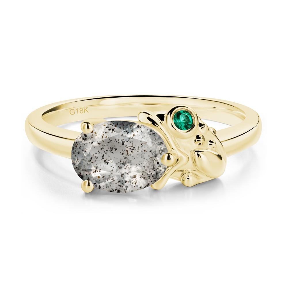 Nature Inspired Toad Herkimer Diamond and Emerald Ring - LUO Jewelry #metal_18k yellow gold