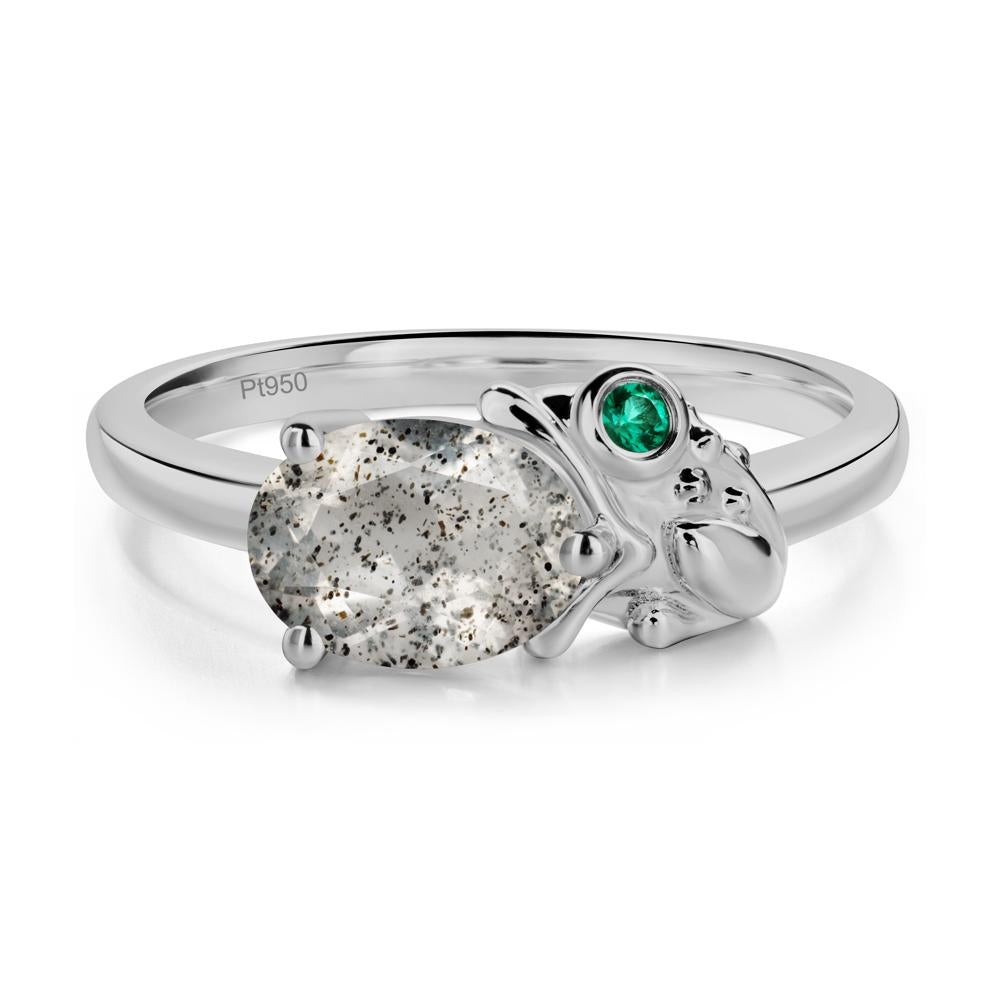 Nature Inspired Toad Herkimer Diamond and Emerald Ring - LUO Jewelry #metal_platinum