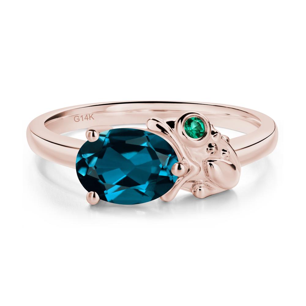 Nature Inspired Toad London Blue Topaz and Emerald Ring - LUO Jewelry #metal_14k rose gold