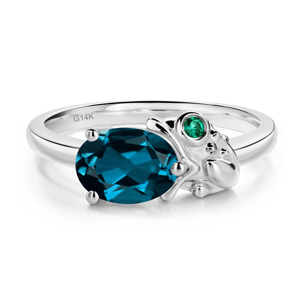 Nature Inspired Toad London Blue Topaz and Emerald Ring - LUO Jewelry #metal_14k white gold