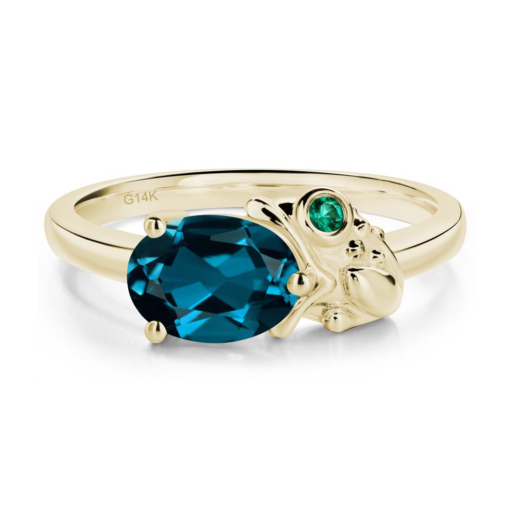 Nature Inspired Toad London Blue Topaz and Emerald Ring - LUO Jewelry #metal_14k yellow gold